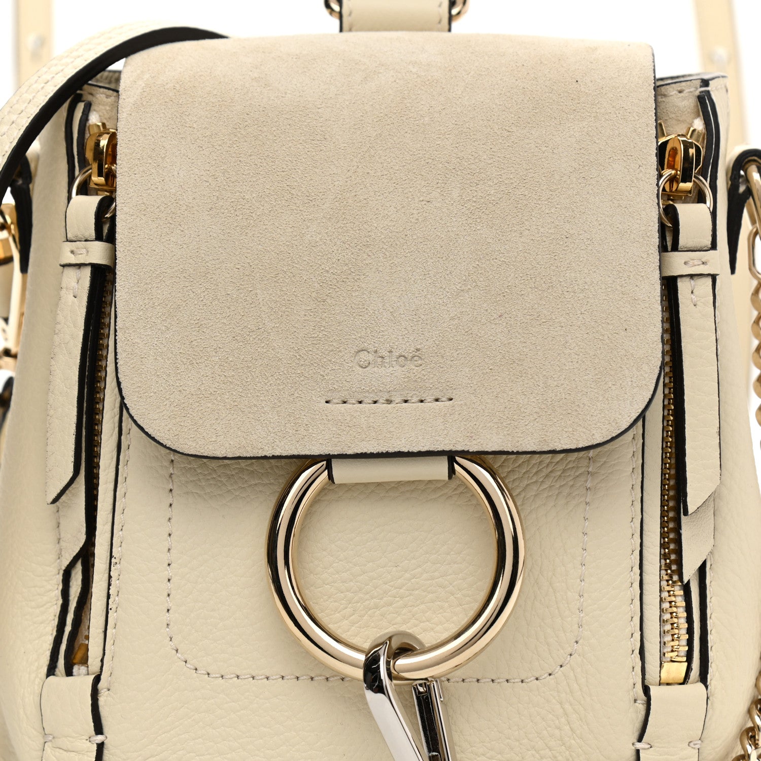 Chloe Suede Calfskin Mini Faye Backpack Off White 8 of 10