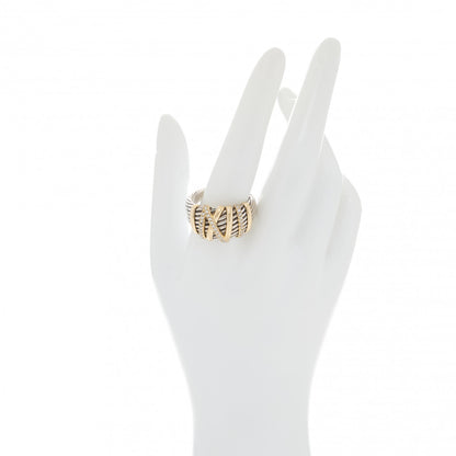 David Yurman Sterling Silver 18K Yellow Gold Diamond 15mm Helena Ring 65 11 2 of 7