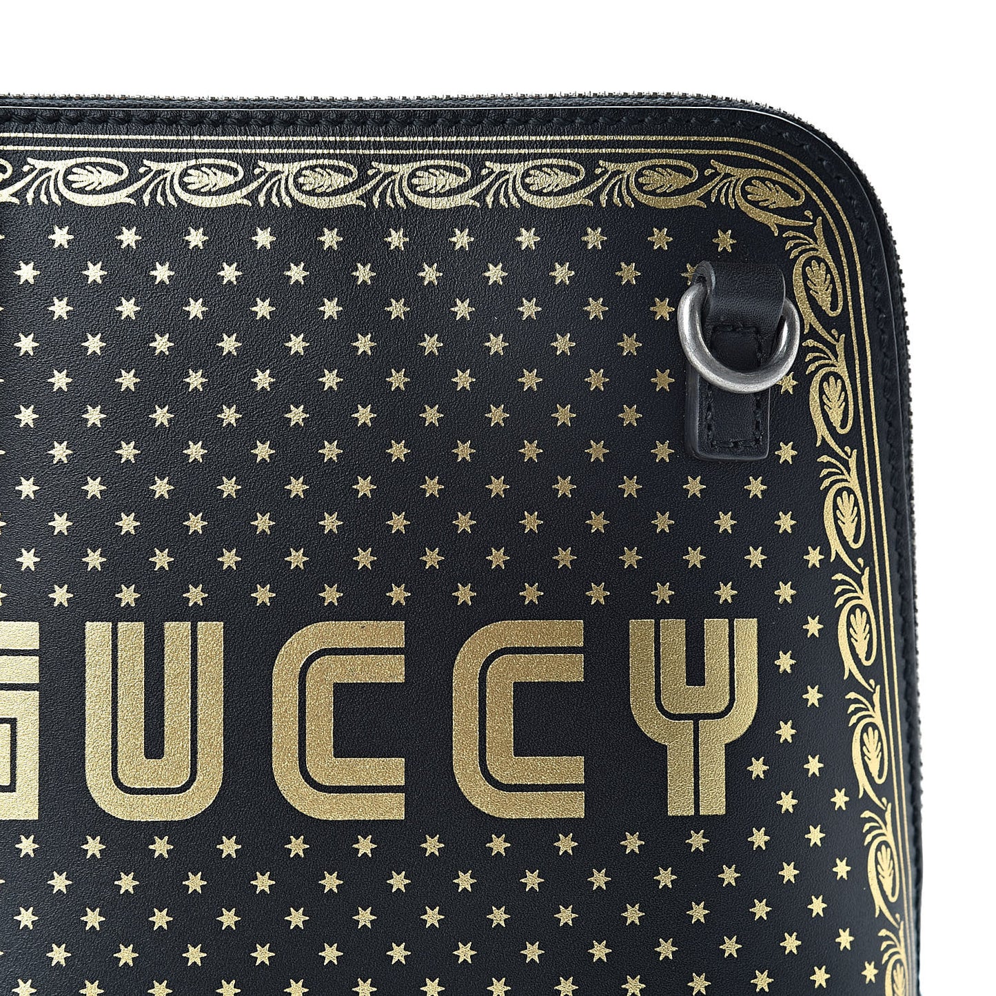 X SEGA Calfskin GUCCY Stars Mini Dome Shoulder Bag Black Gold