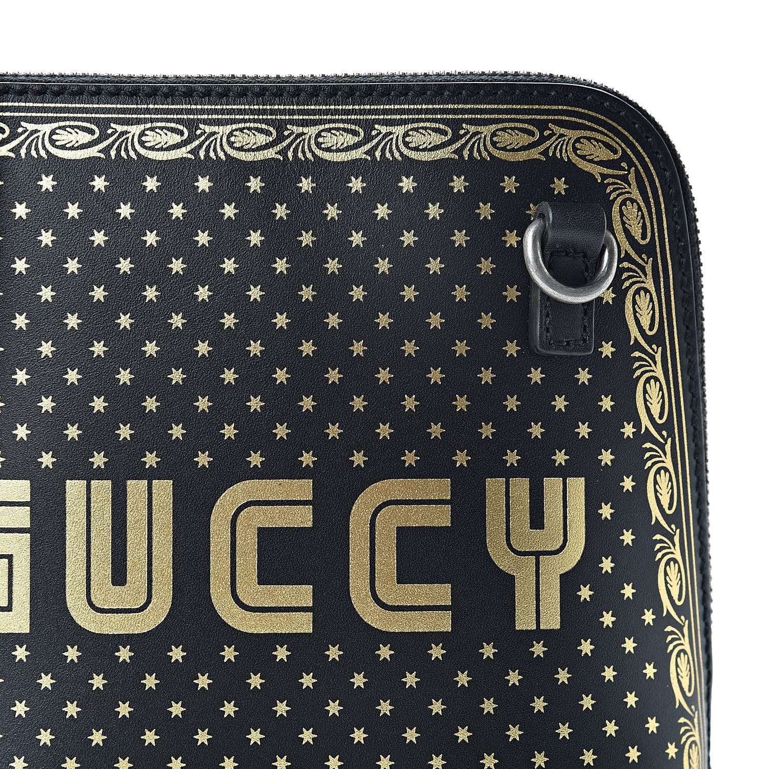 Gucci X SEGA Calfskin GUCCY Stars Mini Dome Shoulder Bag Black Gold 8 of 11