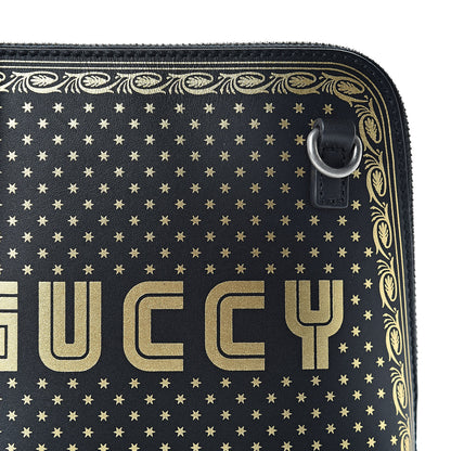 Gucci X SEGA Calfskin GUCCY Stars Mini Dome Shoulder Bag Black Gold 8 of 11