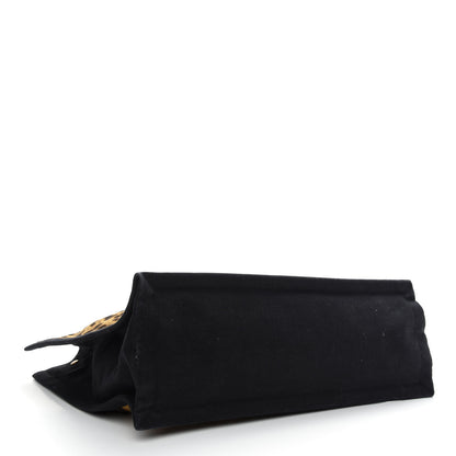 Saint Laurent Canvas Calfskin Leopard Print Rive Gauche Noe Tote Natural Black 4 of 8