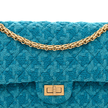 Chanel Wool Tweed Quilted 2.55 Reissue 225 Flap Blue 8 of 12