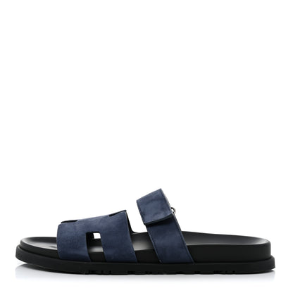 Hermes Suede Goatskin Mens Chypre Sandals 44 Bleu Celeste 1 of 9
