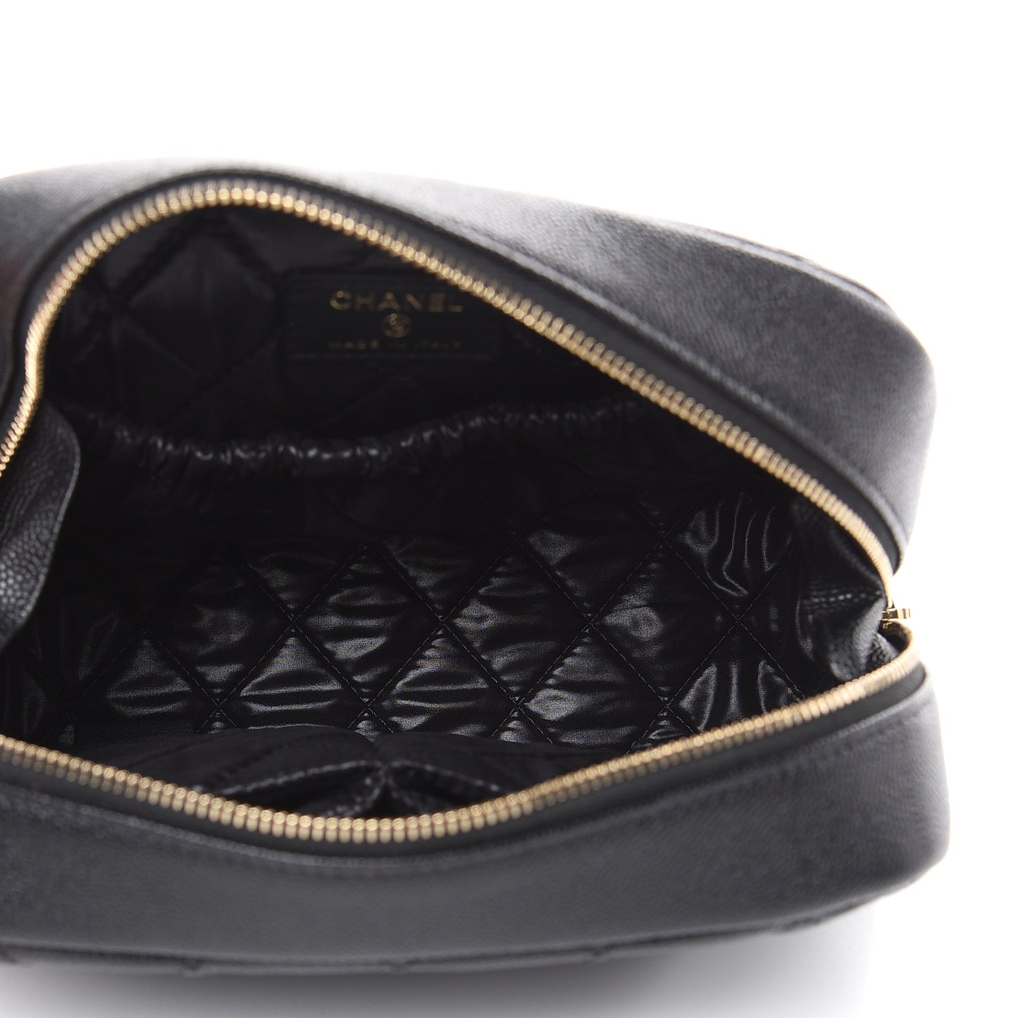 Caviar Quilted Curvy Pouch Cosmetic Case Black