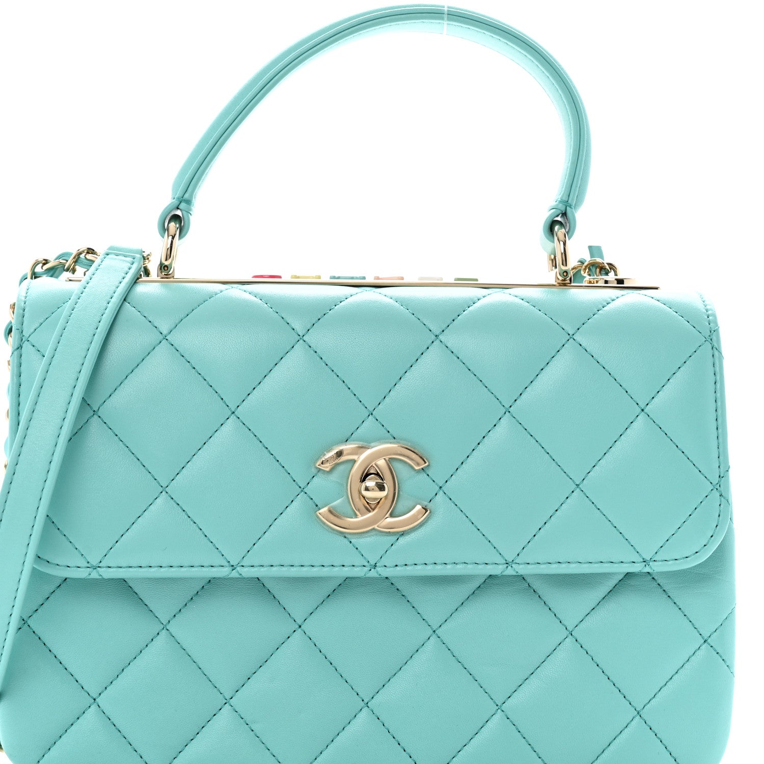 Chanel Lambskin Quilted Small Trendy CC Dual Handle Flap Bag Blue 9 of 13