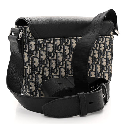 Christian Dior Oblique Jacquard Grained Calfskin Small Saddle Messenger Bag Beige Black 3 of 11