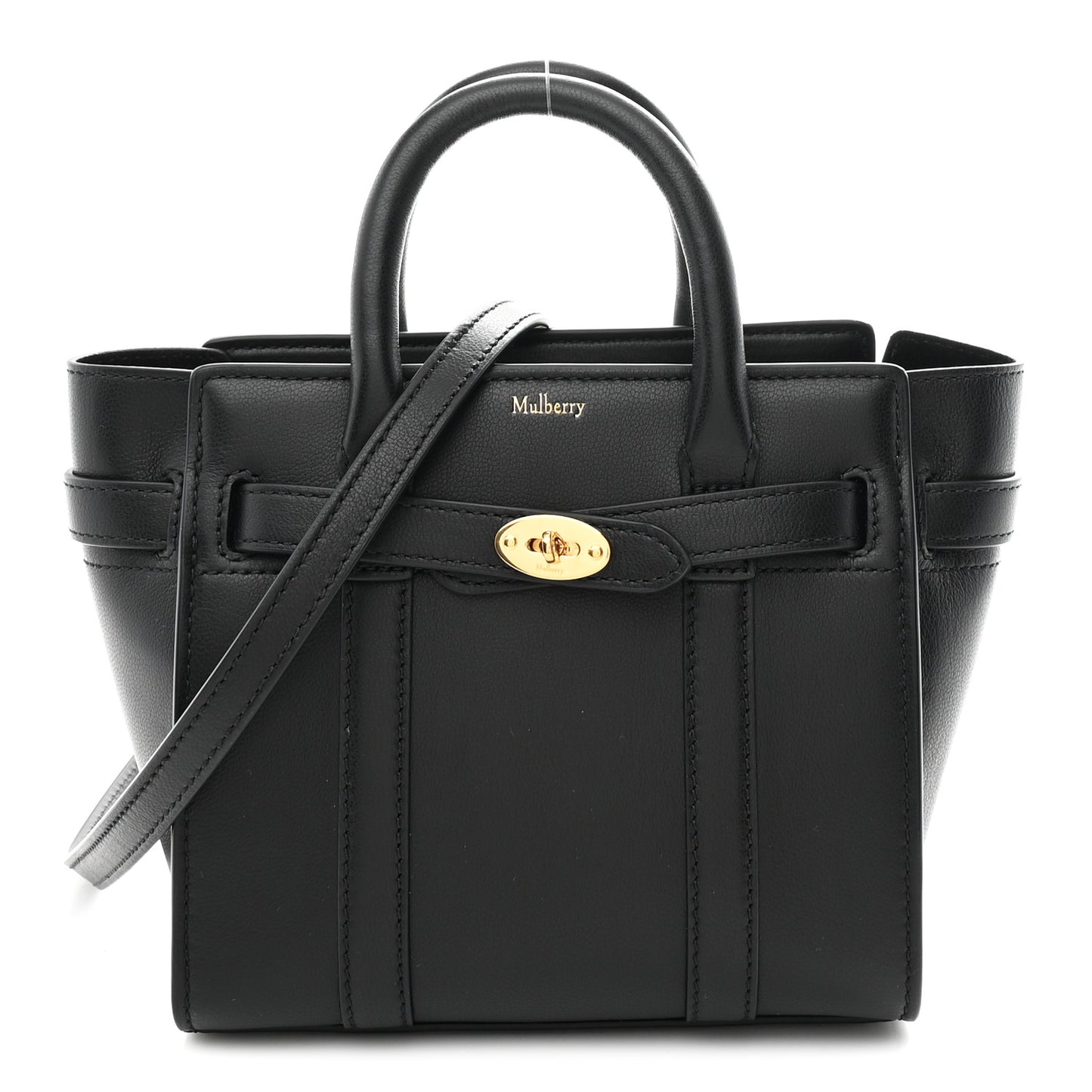 Small Classic Grain Micro Bayswater Zip Tote Black