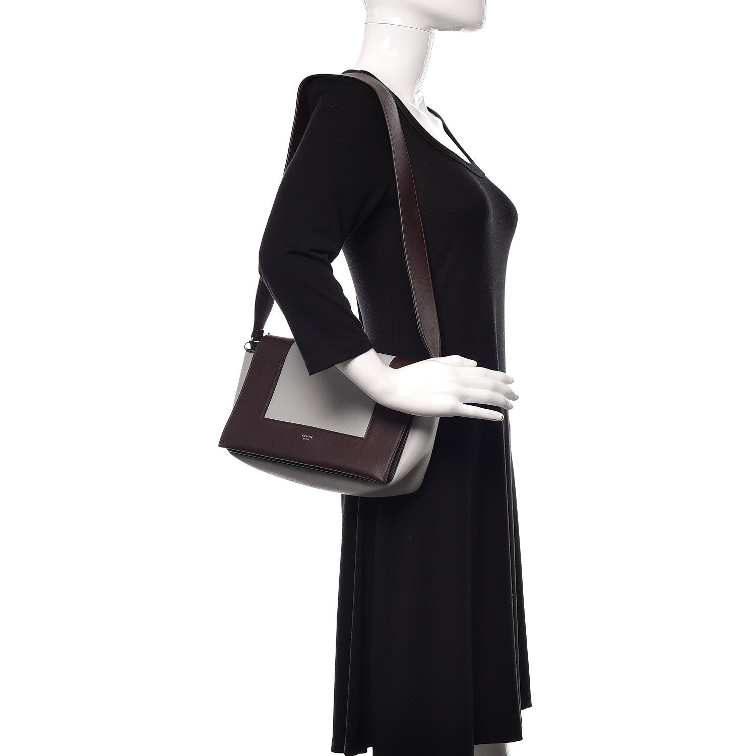 Celine Shiny Smooth Calfskin Medium Frame Shoulder Bag Burgundy Pearl Blue 2 of 14