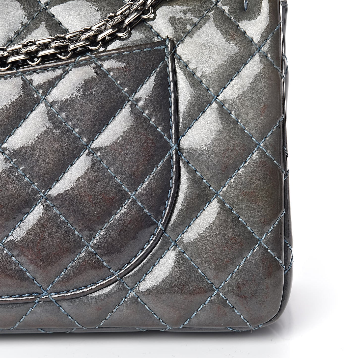 Patent Quilted 2.55 Reissue 225 Flap Blue