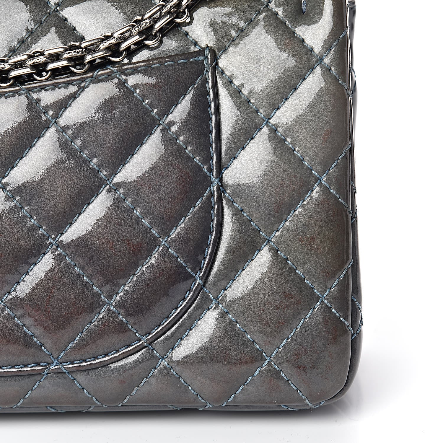 Chanel Patent Quilted 2.55 Reissue 225 Flap Blue 19 of 22