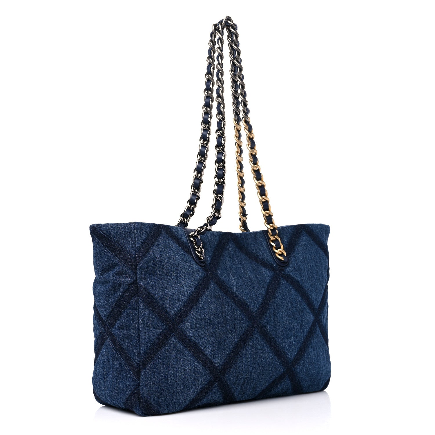 Chanel Denim Quilted Chanel 19 East West Shopping Bag Blue 3 of 10