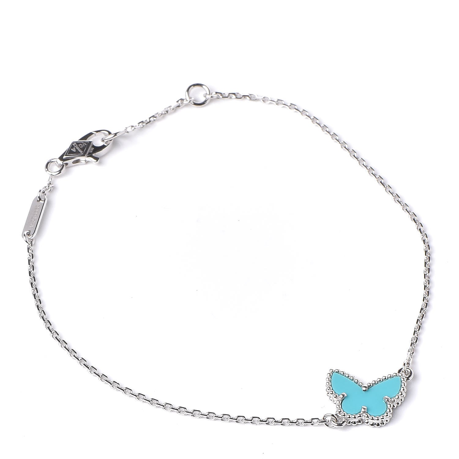 Van Cleef & Arpels 18K White Gold Turquoise Sweet Alhambra Butterfly Bracelet 1 of 7