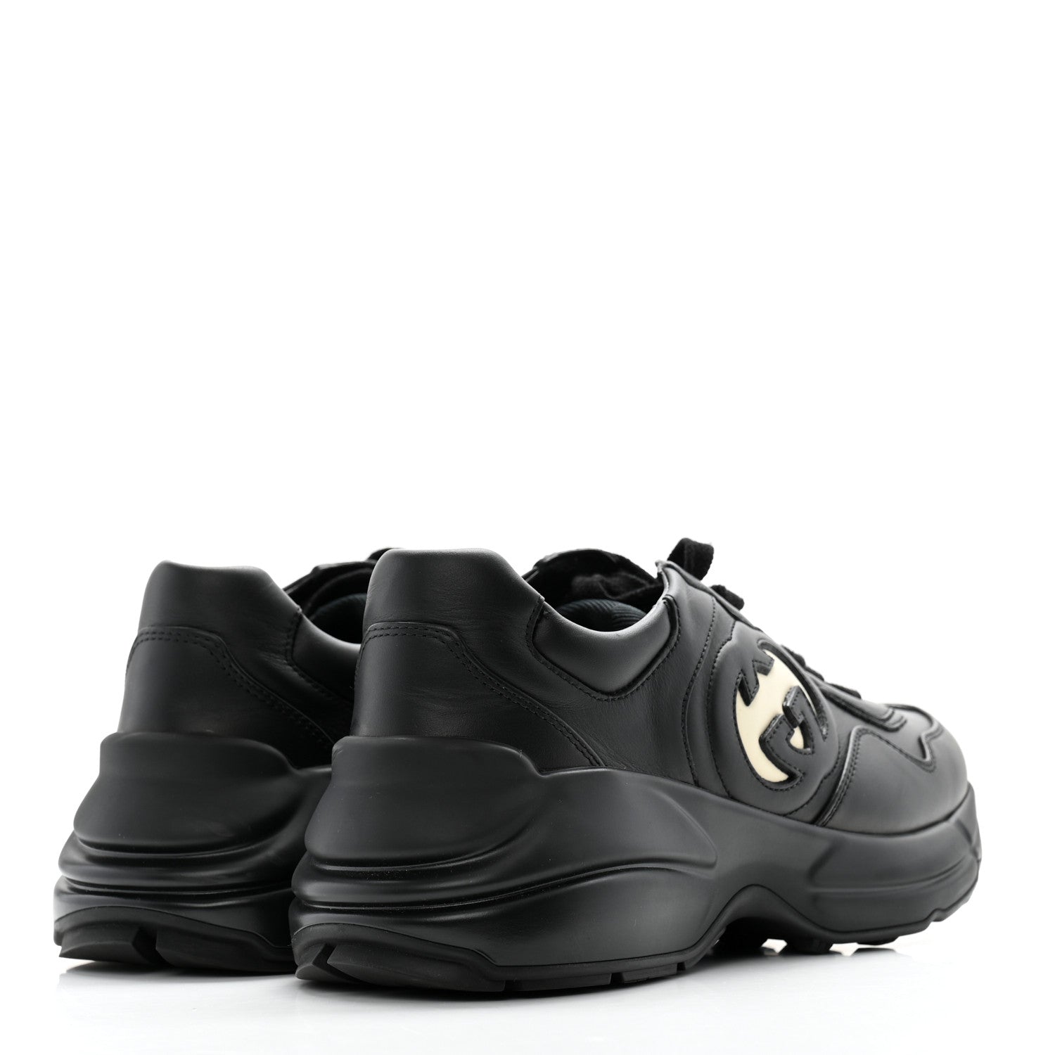 Gucci Dali Soft Calfskin Cut Out Interlocking G Womens Rhyton Sneakers 37 Black Ivoire 4 of 11