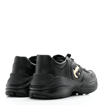Gucci Dali Soft Calfskin Cut Out Interlocking G Womens Rhyton Sneakers 37 Black Ivoire 4 of 11