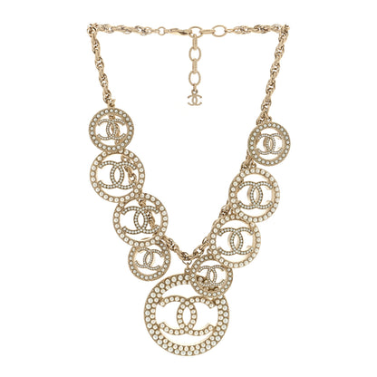 Chanel Metal Pearl CC Medallion Necklace Light Gold White 2 of 4