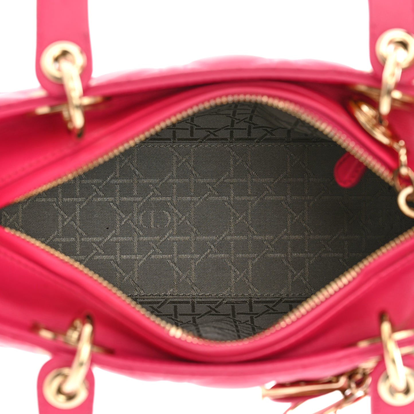 Lambskin Cannage Medium Lady Dior Fuchsia