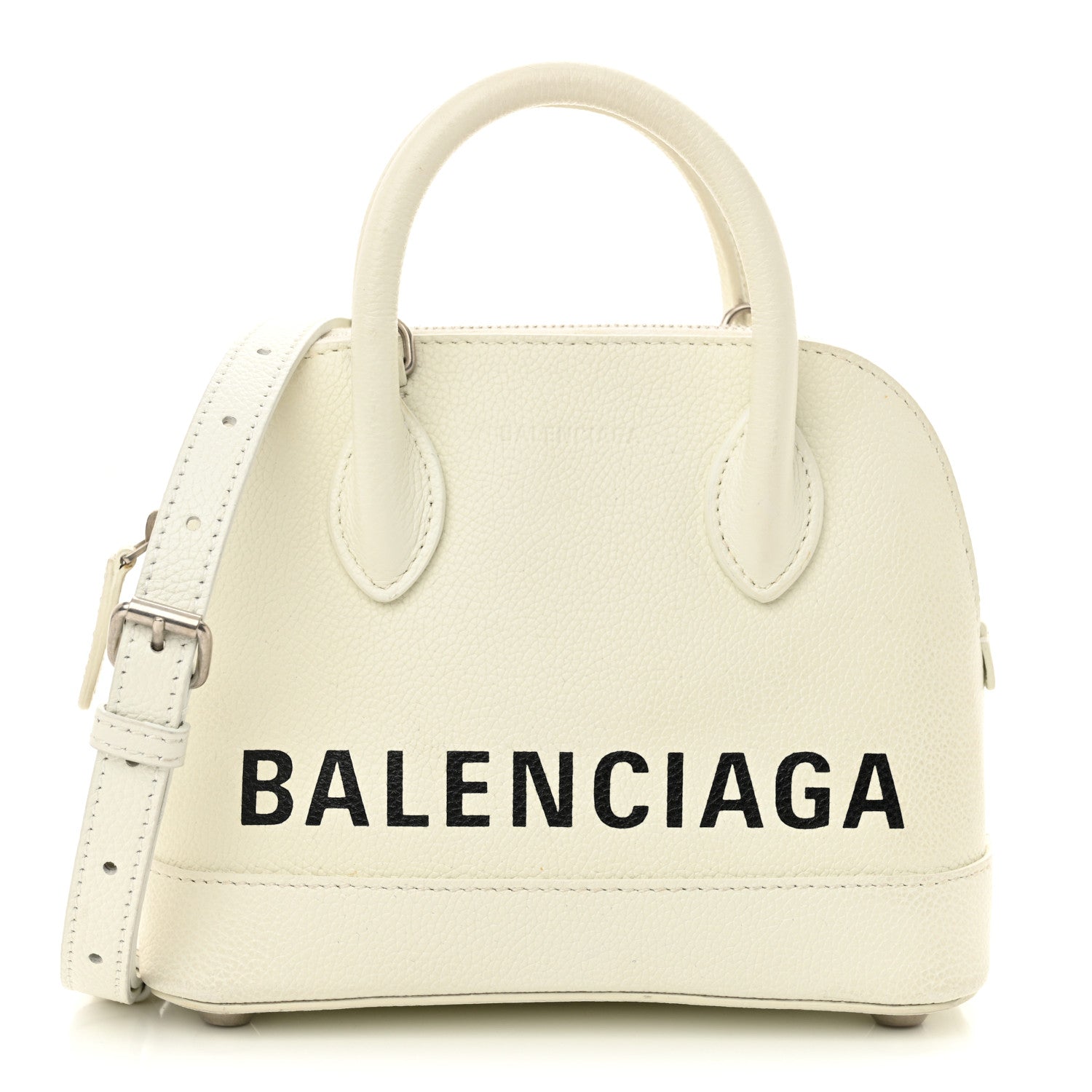 Balenciaga Grained Calfskin XXS Ville Top Handle Bag White Black 1 of 12