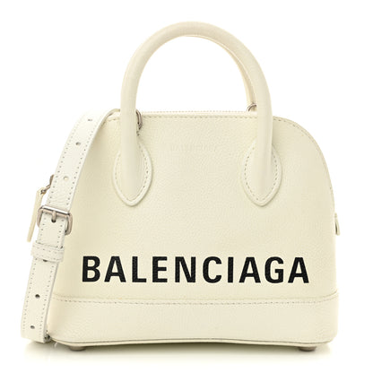 Balenciaga Grained Calfskin XXS Ville Top Handle Bag White Black 1 of 12