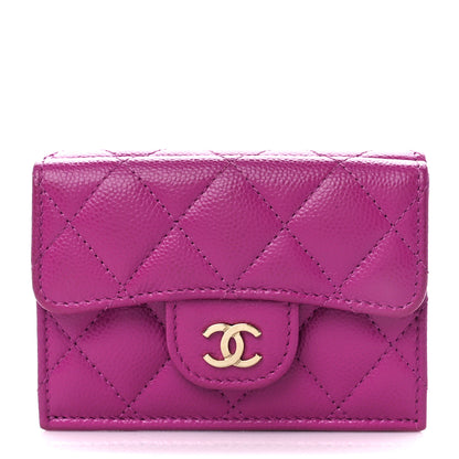 Chanel Caviar Quilted Double Flap Wallet Purple 1 of 14