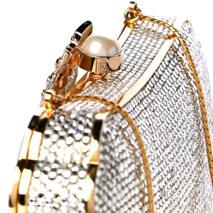 Judith Leiber Swarovski Crystal Butterfly Minaudiere Clutch Silver Gold 7 of 12