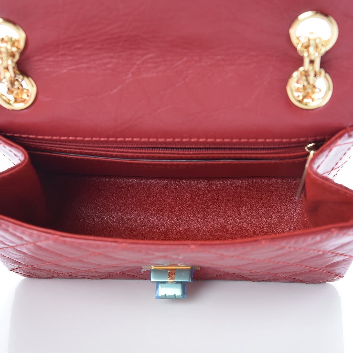 Aged Calfskin Quilted 2.55 Reissue Mini Flap Red