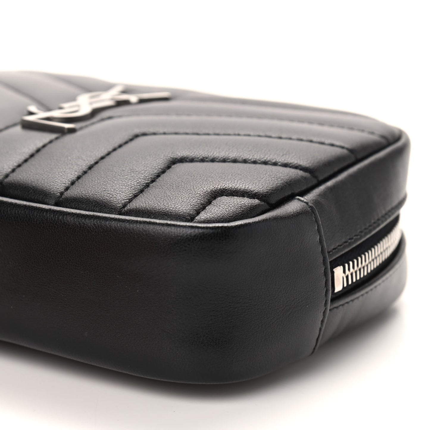 Lambskin Y Quilted Monogram Loulou Cosmetic Case Black