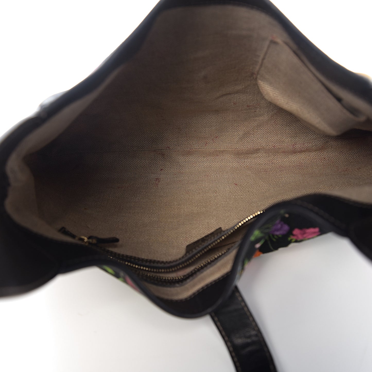 Canvas Floral Flora Medium Jackie O Bouvier Hobo Black