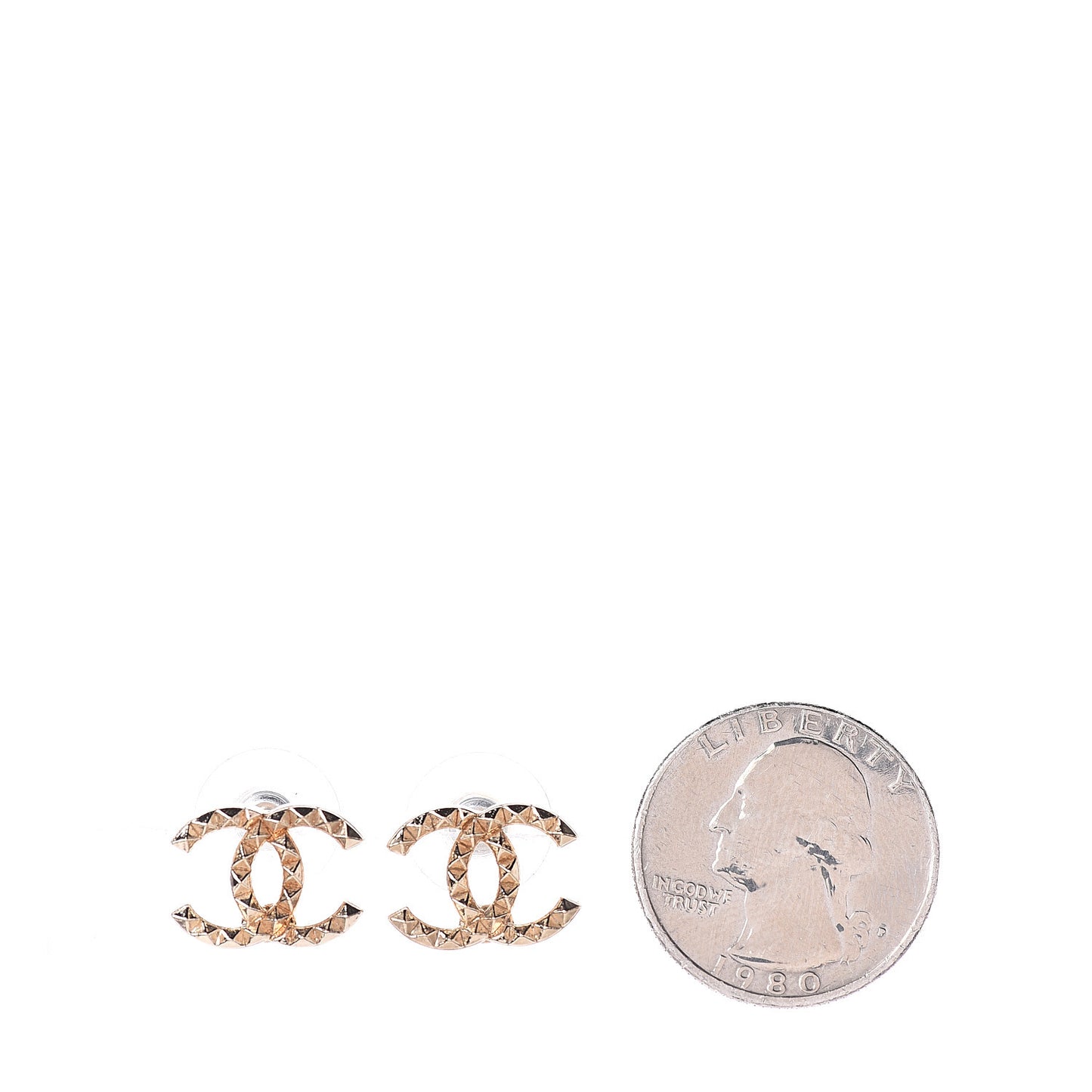 Studded CC Earrings Gold