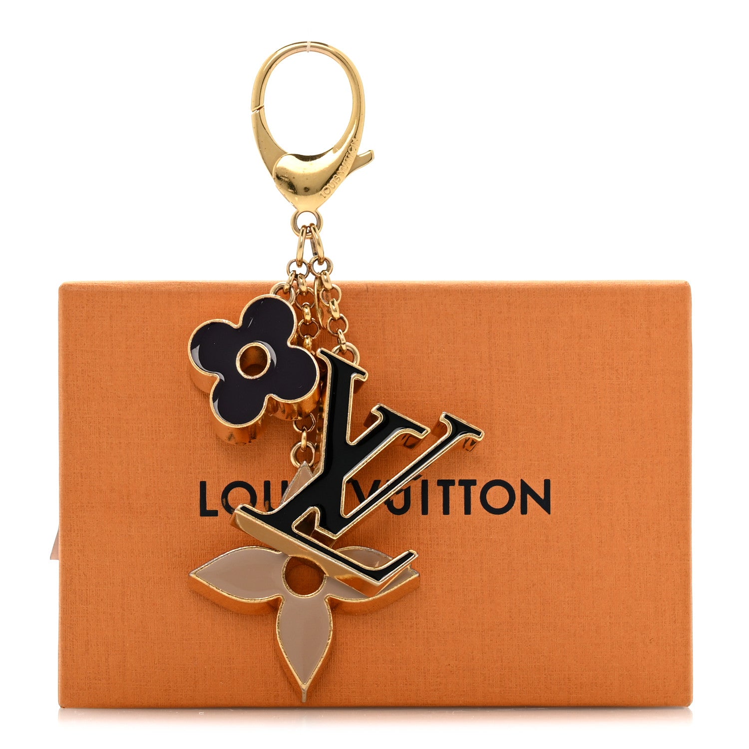 Louis Vuitton Metal Enamel Fleur De Monogram Bag Charm Dore 6 of 6