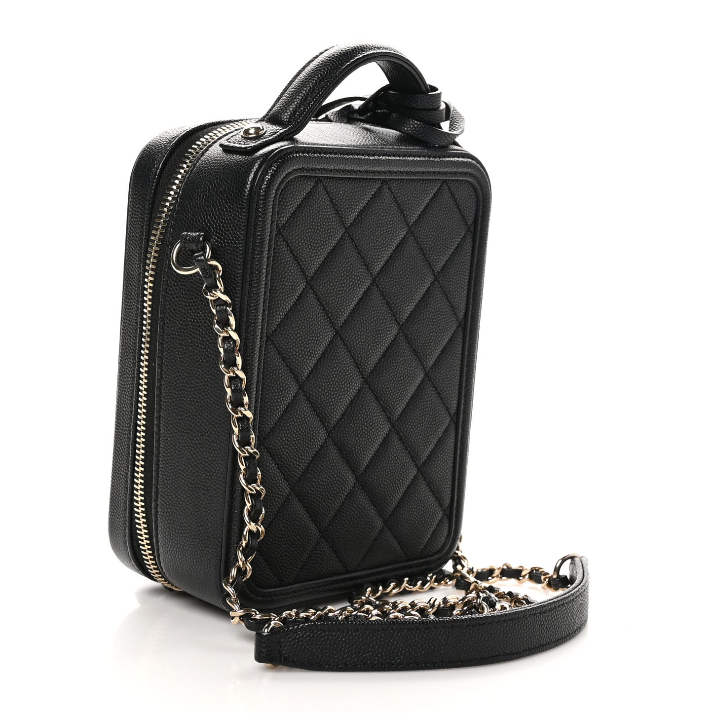 Caviar Quilted CC North South Filigree Vanity Case Black