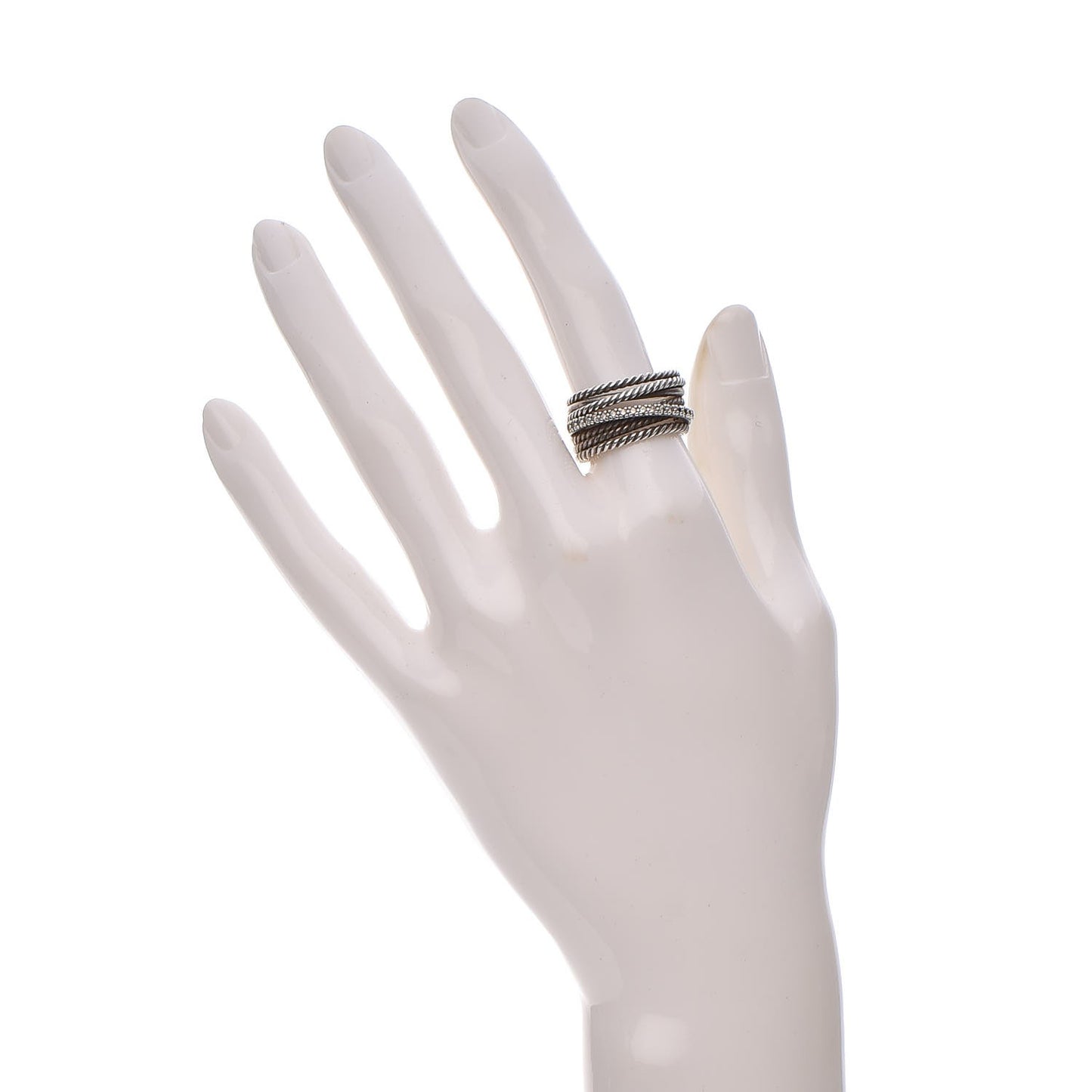 Sterling Silver Diamond 11mm Wide Crossover Cable Ring 53 6.25