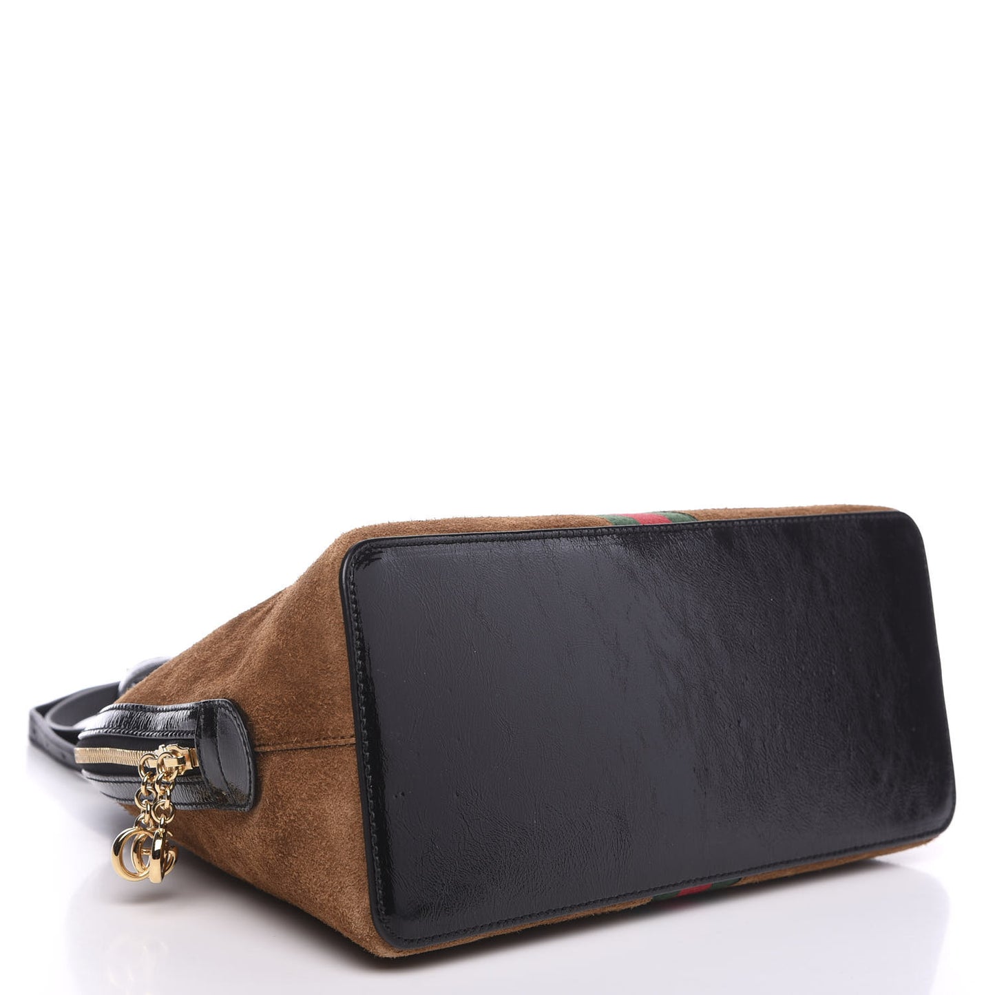 Suede Patent Web Medium Ophidia Top Handle Dome Bag Nocciola Black