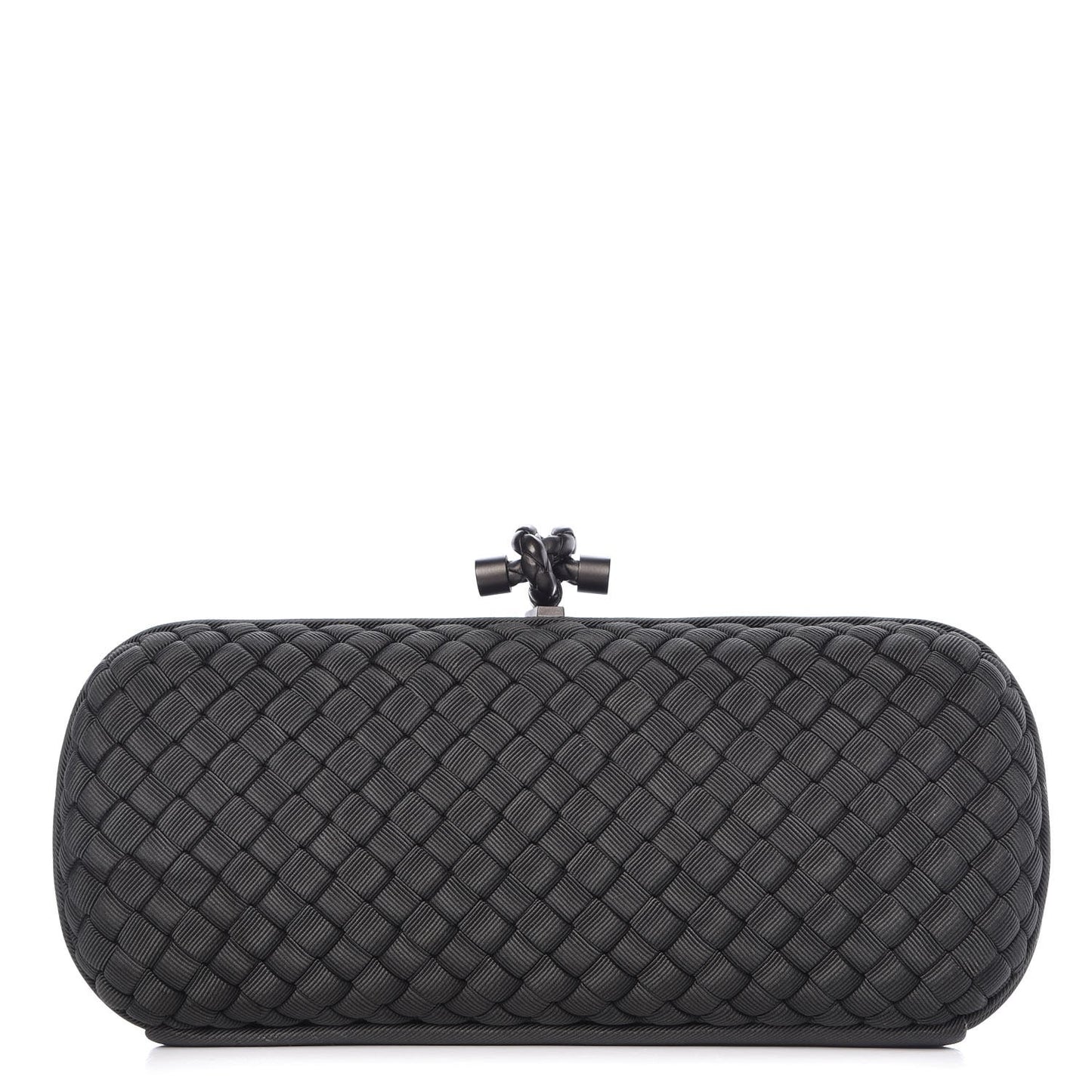 Silk Faille Intrecciato Knot Clutch Grey