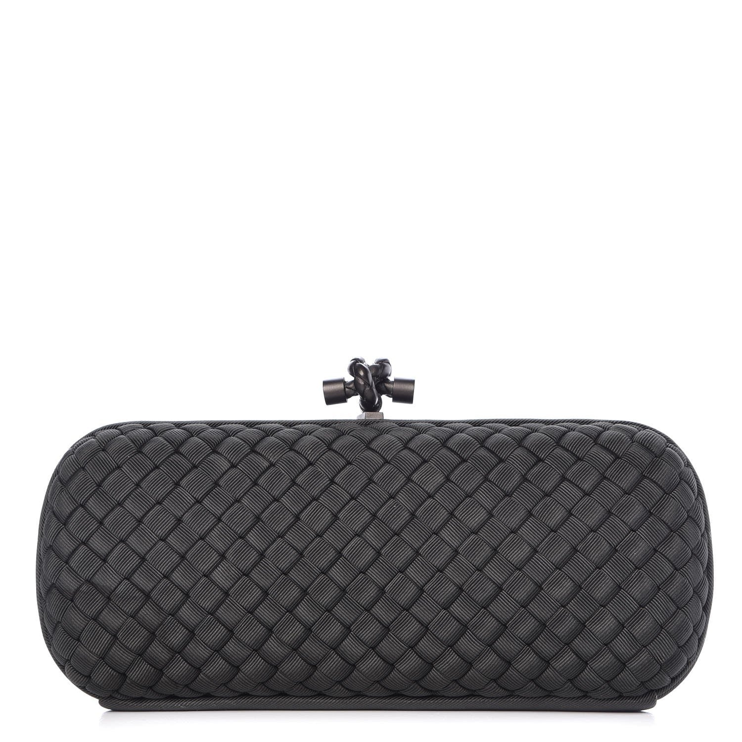 Bottega Veneta Silk Faille Intrecciato Knot Clutch Grey 1 of 6