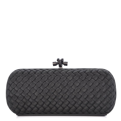 Bottega Veneta Silk Faille Intrecciato Knot Clutch Grey 1 of 6
