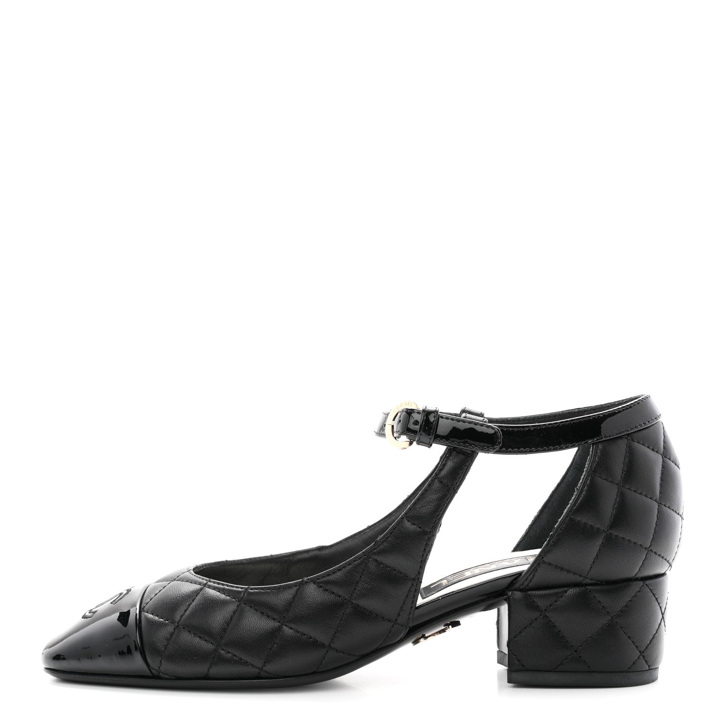Chanel Lambskin Patent Quilted Cap Toe Mary Jane Flats 36 Black 1 of 10