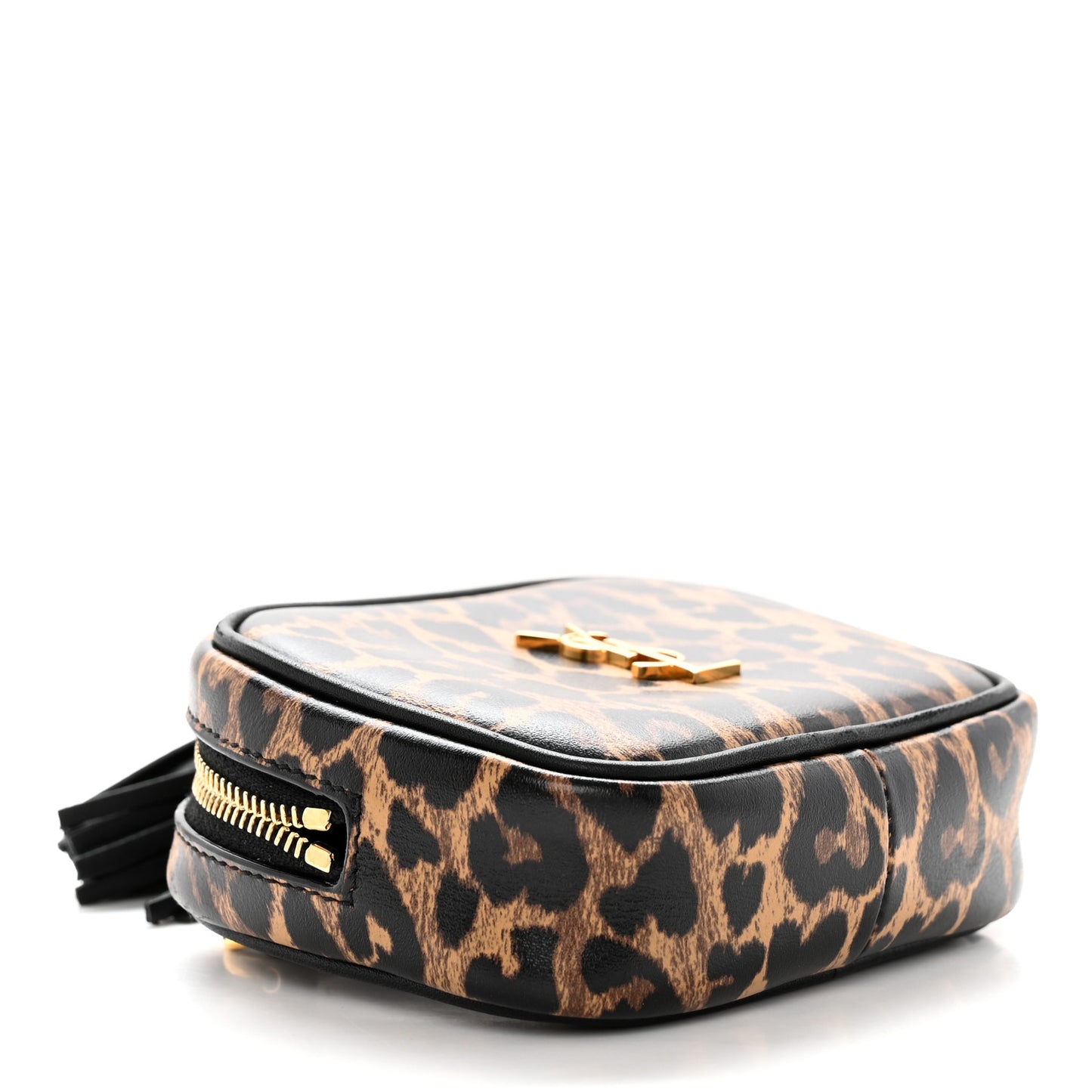 Calfskin Heart Leopard Print Monogram Baby Lou Camera Bag Toffee