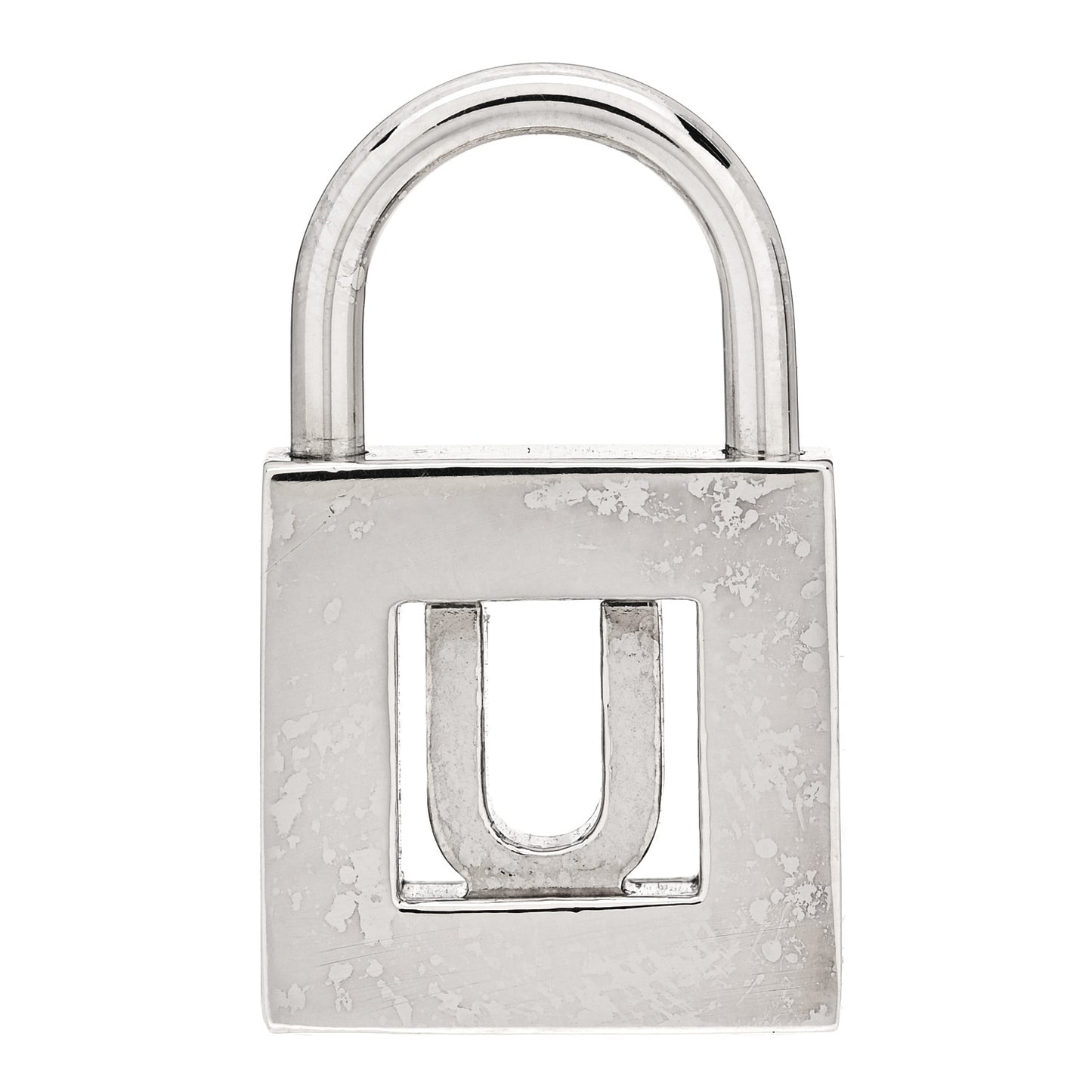 Sterling Silver Letter U Lock Charm Pendant