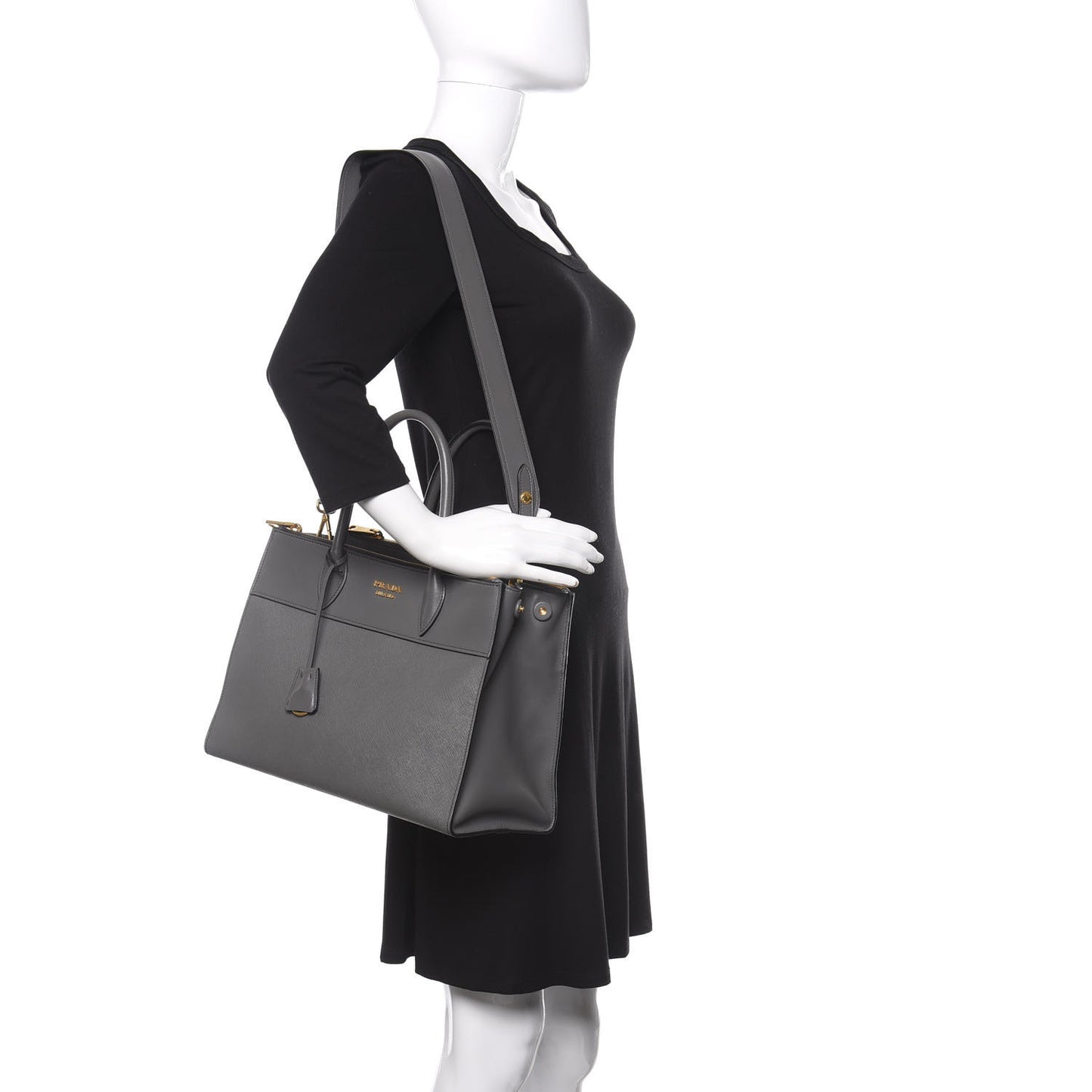 Saffiano City Calfskin Medium Esplanade Tote Mercurio