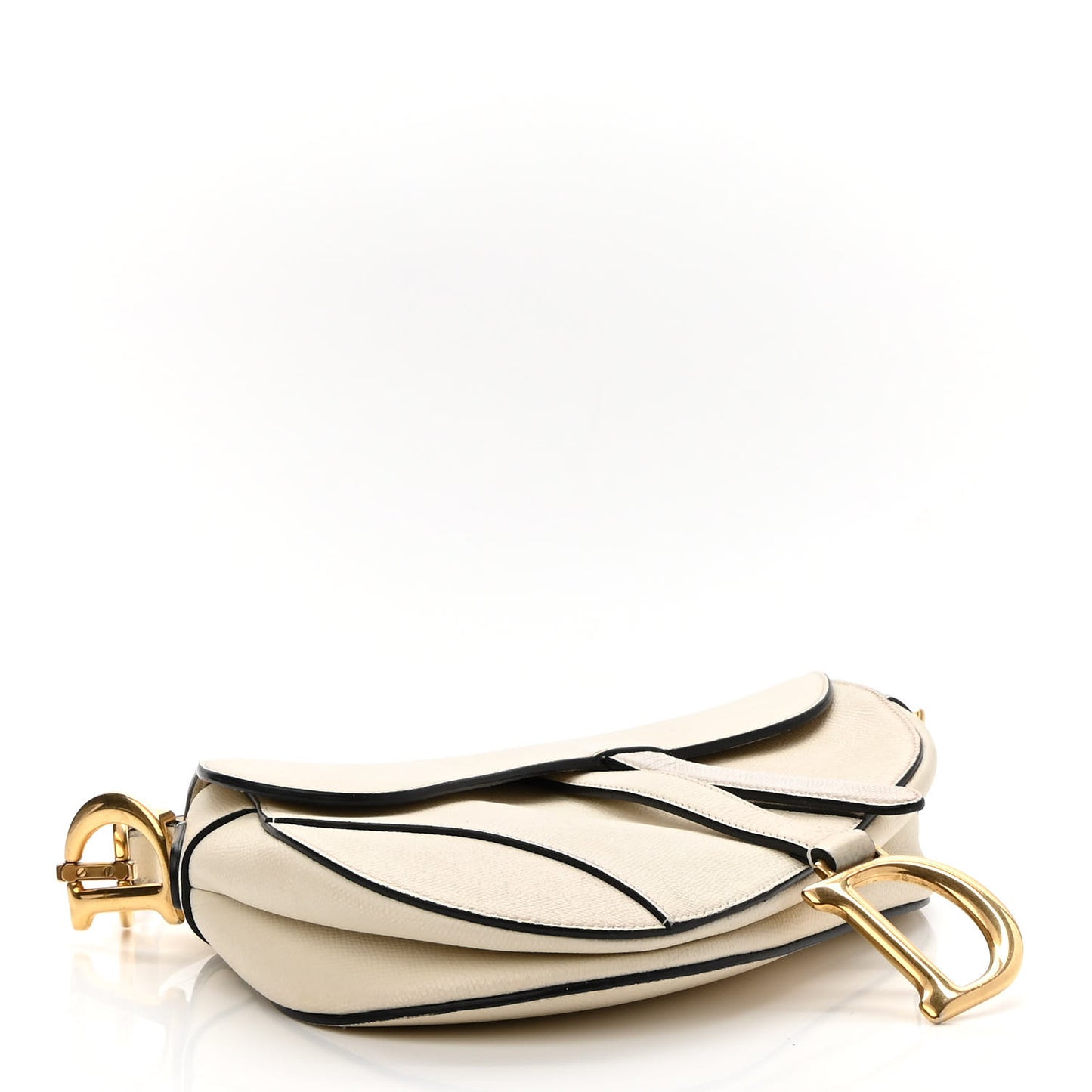 Grained Calfskin Saddle Bag White