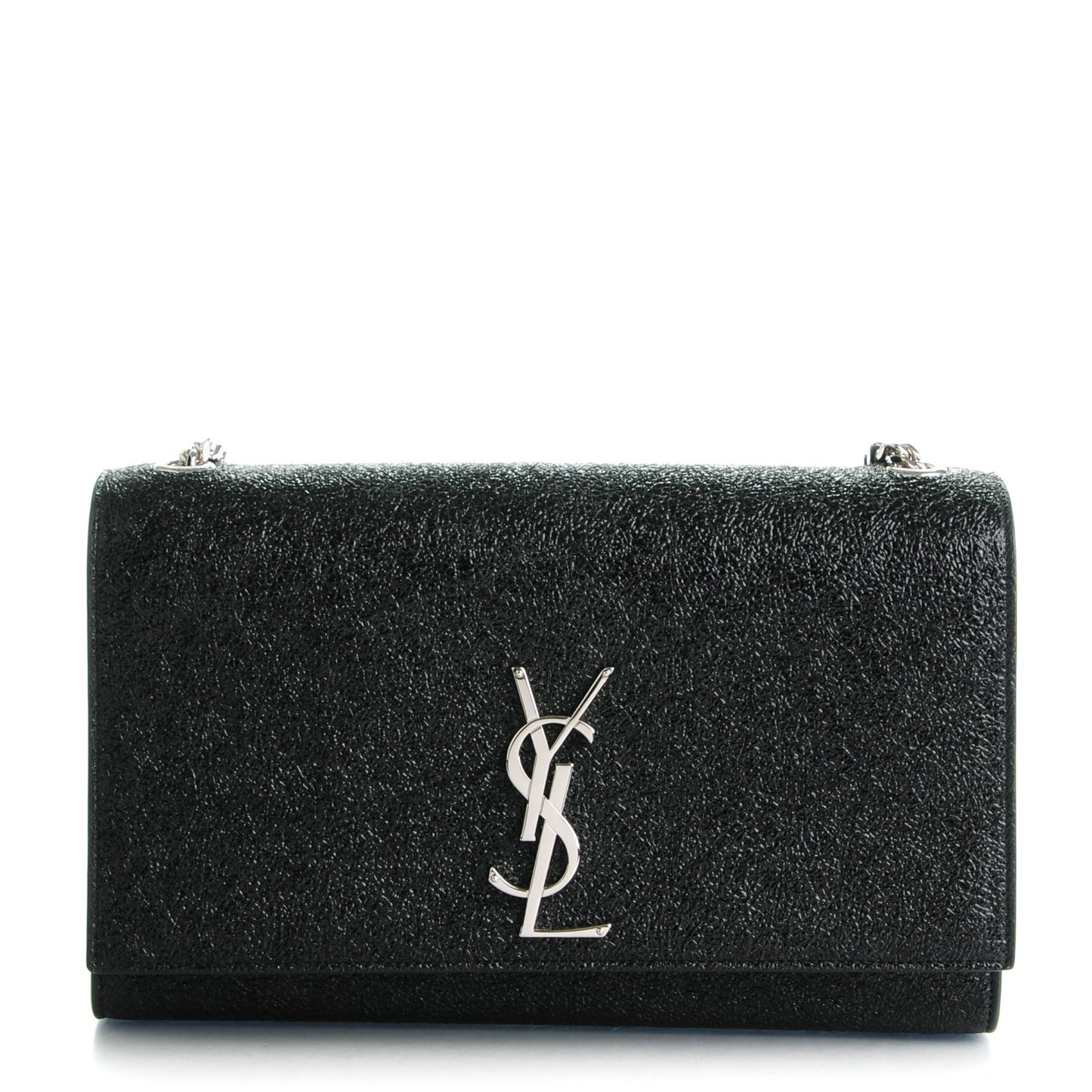 Metallic Sparkle Calfskin Medium Monogram Kate Satchel Black
