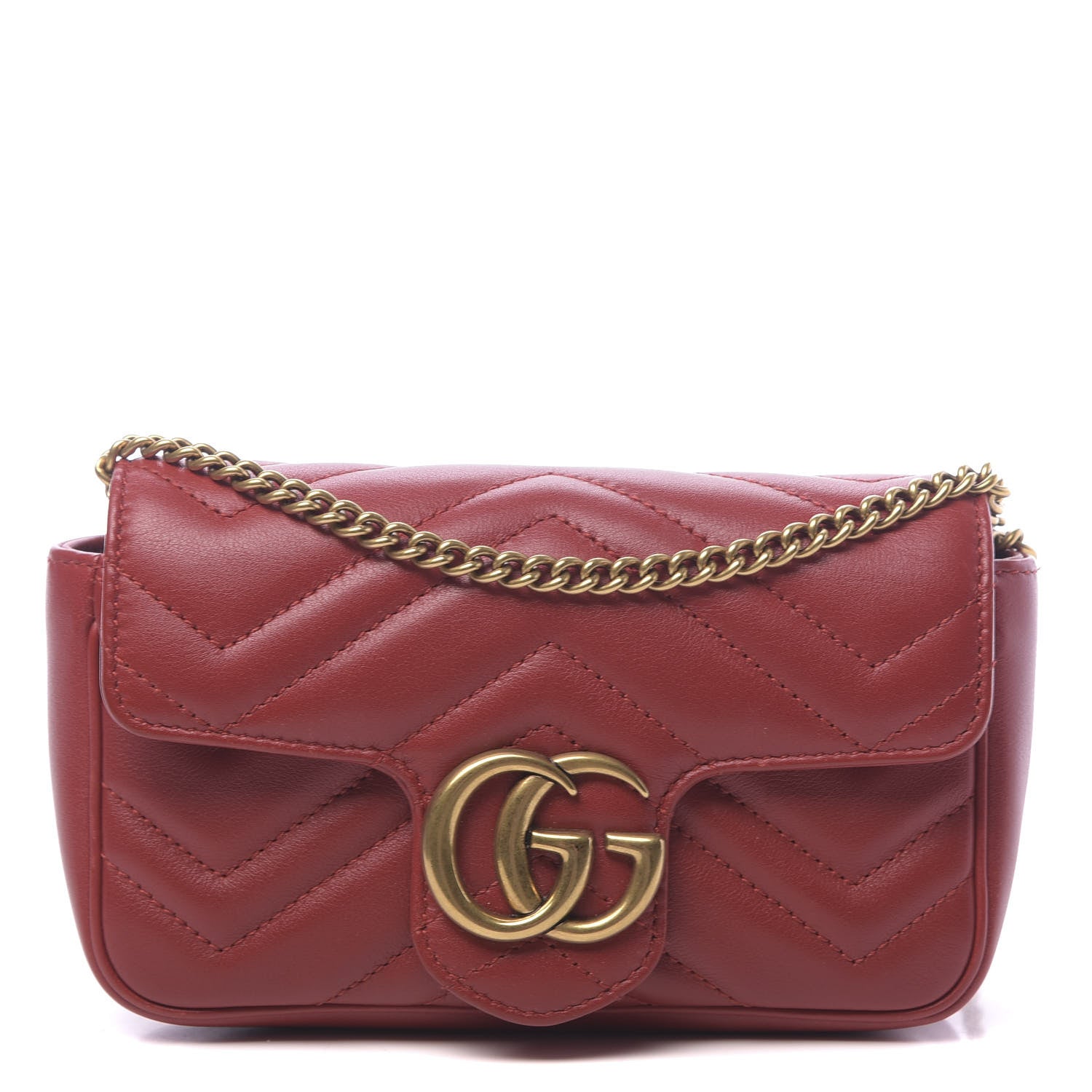 Gucci Calfskin Matelasse Super Mini GG Marmont Shoulder Bag Hibiscus Red 1 of 11