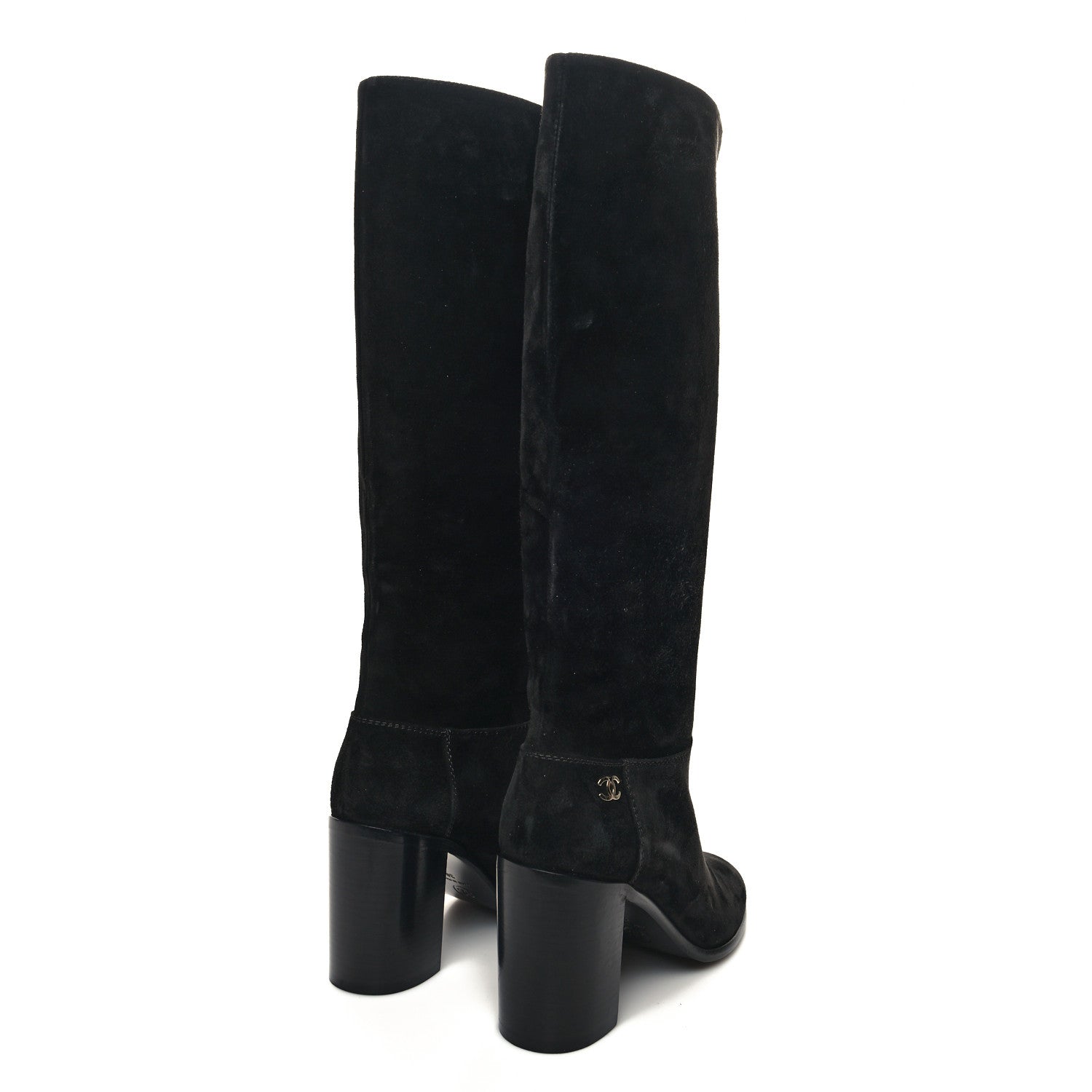 Chanel Suede CC Tall Boots 36 Black 4 of 8