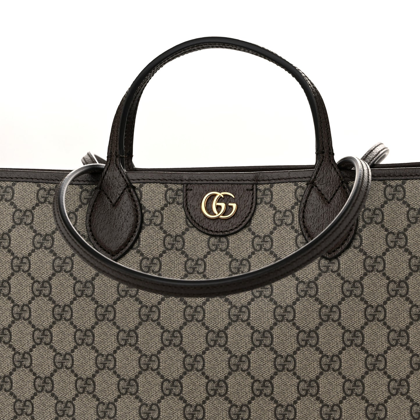 GG Supreme Monogram Textured Calfskin Medium Ophidia Shoulder Tote Bag Beige Ebony New Acero