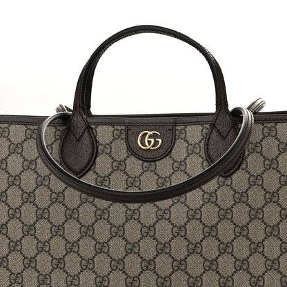Gucci GG Supreme Monogram Textured Calfskin Medium Ophidia Shoulder Tote Bag Beige Ebony New Acero 8 of 10