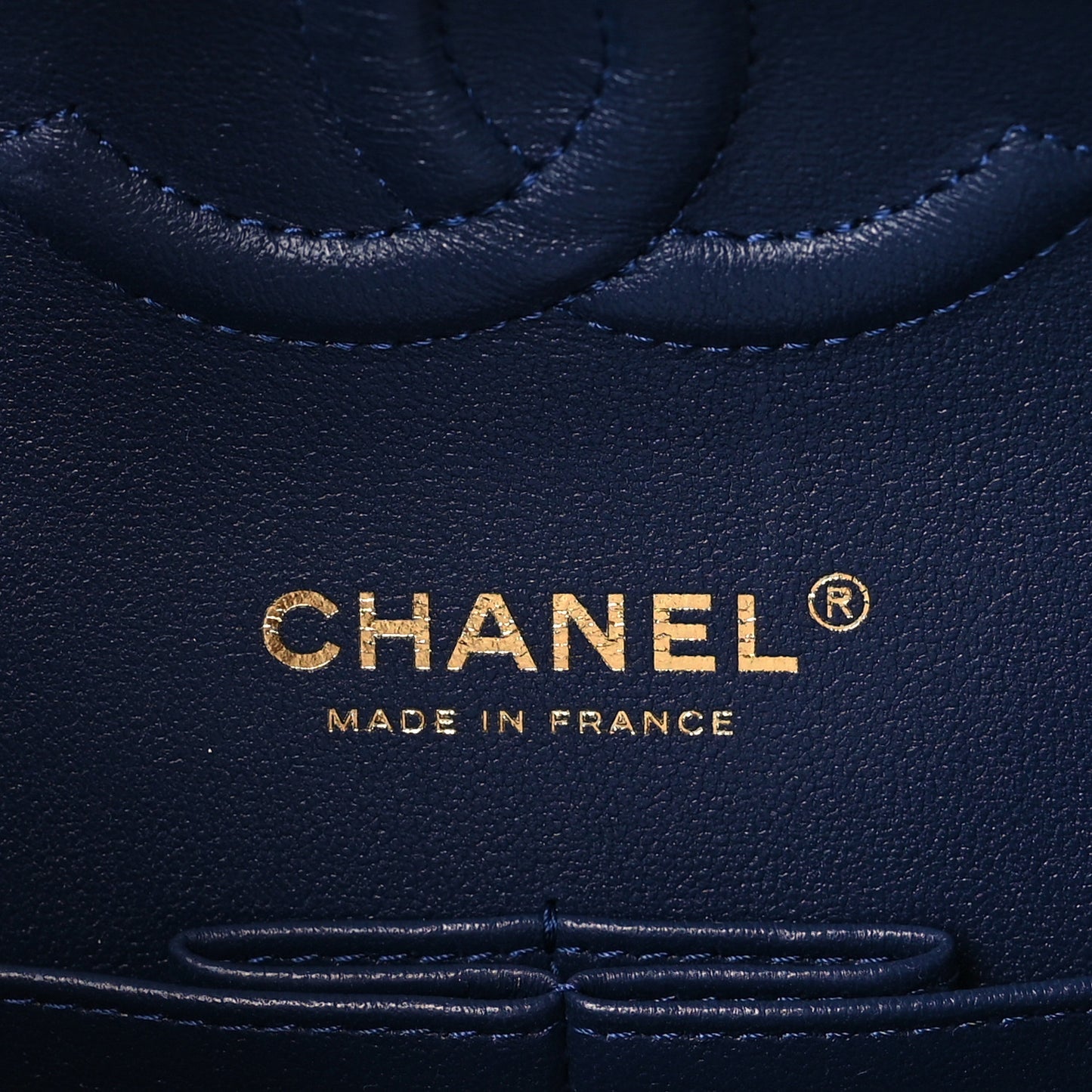 Caviar Quilted Medium Double Flap Navy