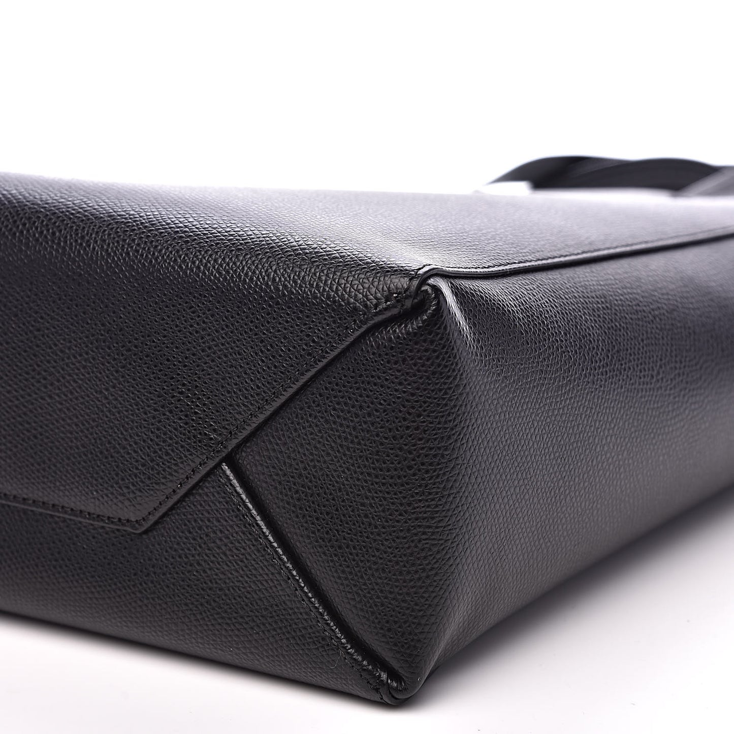 Grained Calfskin Small Vertical Cabas Black