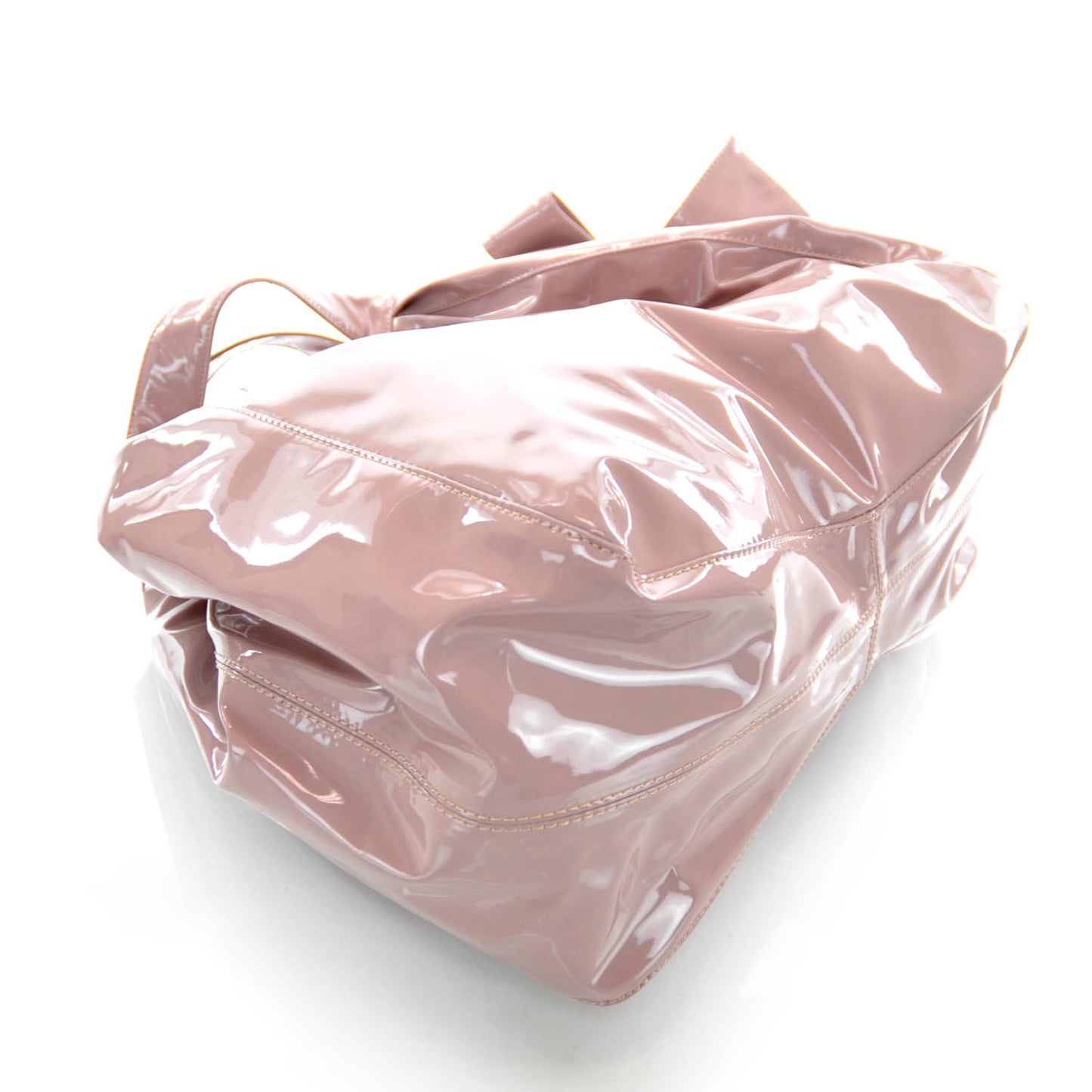 Patent Lacca Large Nuage Bow Hobo Blush