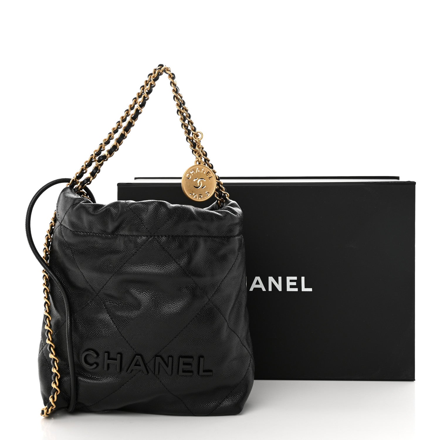 Chanel Shiny Caviar Quilted Monochrome Mini Chanel 22 Black 11 of 11